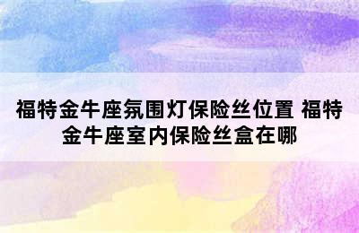 福特金牛座氛围灯保险丝位置 福特金牛座室内保险丝盒在哪